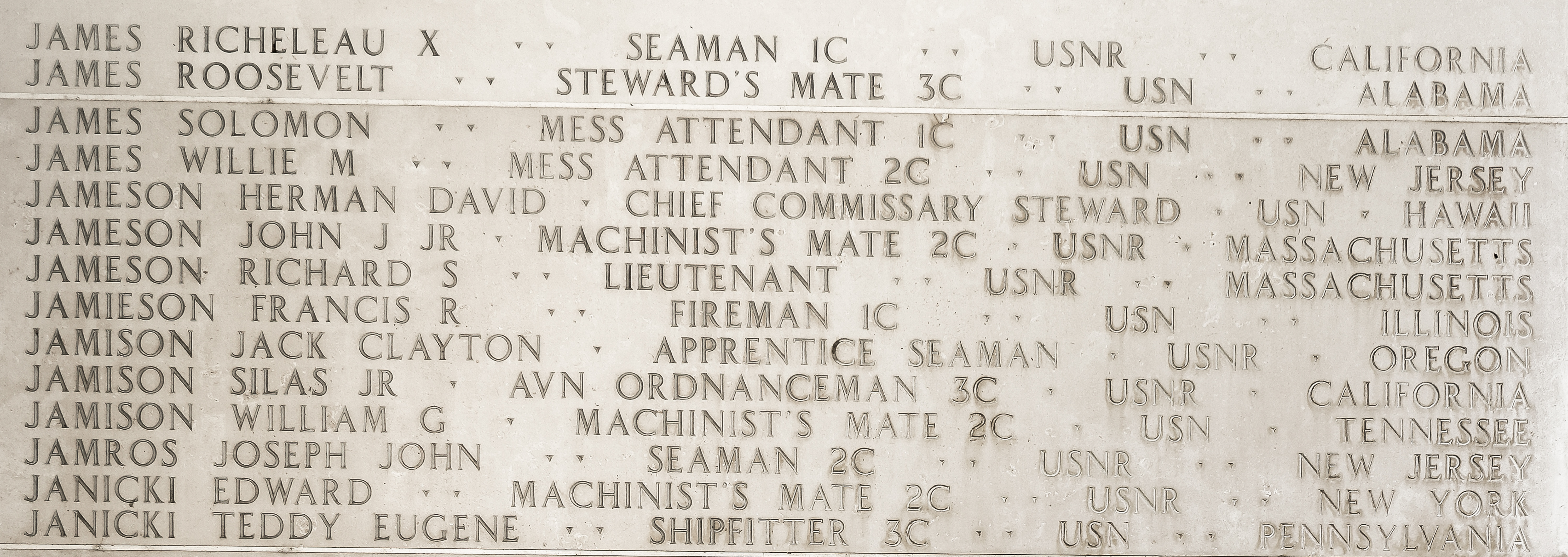 Herman David Jameson, Chief Commissary Steward